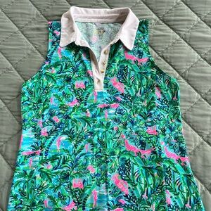 Lilly Pulitzer Green and Pink Sleeveless Top